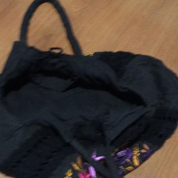 Hobo Black Floral Shoulder/Crossbody Bag - Picture 5 of 9